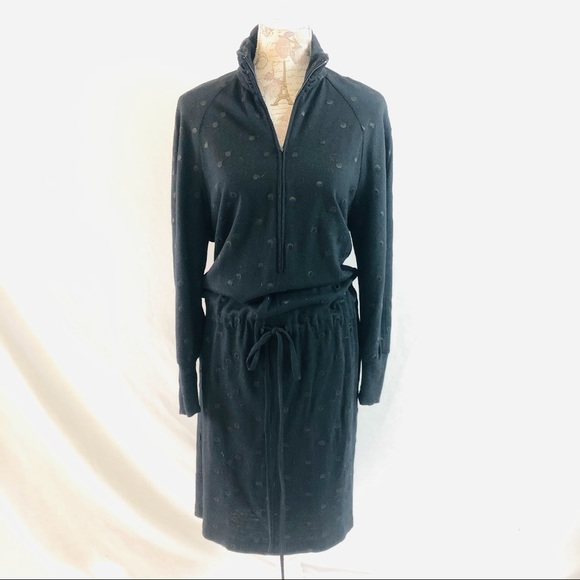Vintage Chetta B Sherrie Bloom Peter Noviello Black Wool Dress Zip Turtleneck L - Picture 1 of 8